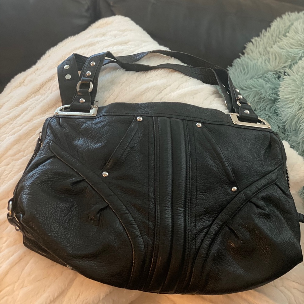 B. Makowsky large bag pebbled leather